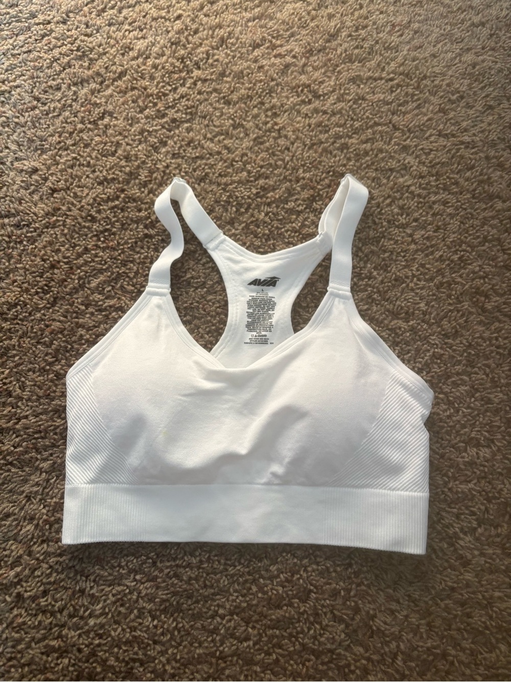 Avia White Racerback Seamless Sports Bra